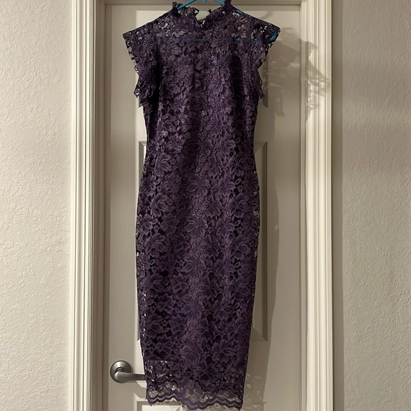 Purple Lace Midi-Dress - Picture 3 of 4